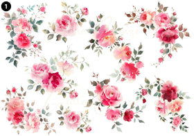 Watercolor floral decal sheets 11 Designs