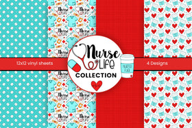 Nurse Life vinyl collection- 12x12 sheets- 4 designs available