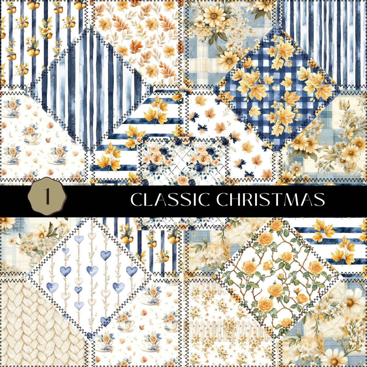 Fall Patchwork Vinyl collection- 12x12 vinyl sheets-5 designs available