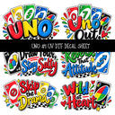 Uno UV DTF Decal sheets 12 Designs available