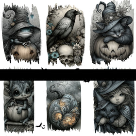 Enchanted Halloween Torn Pages UV DTF Decal sheets 10 Designs available