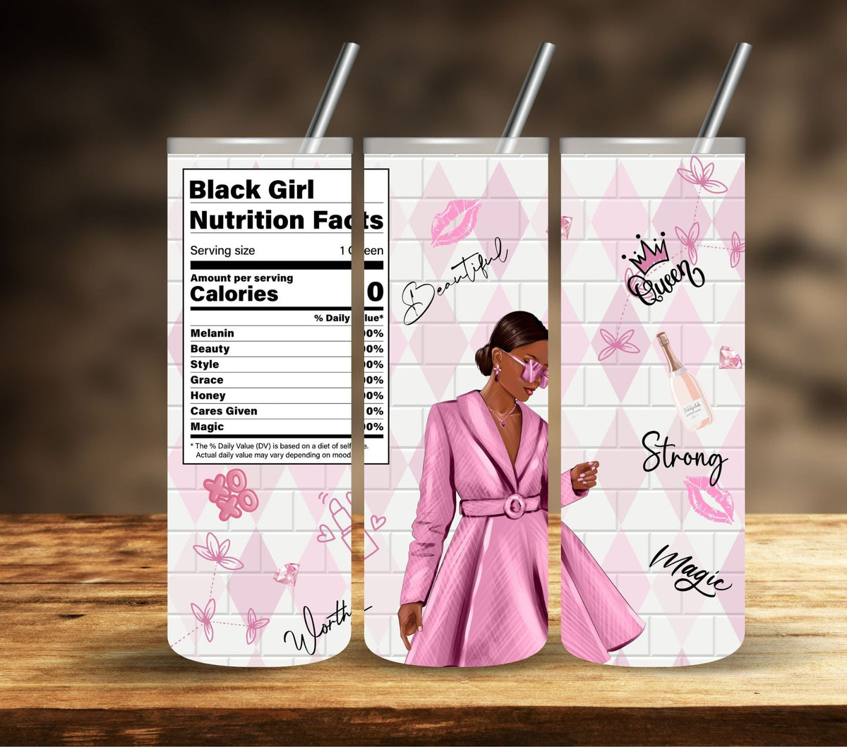 Black Queen Tumbler wrap Download- Set of 4