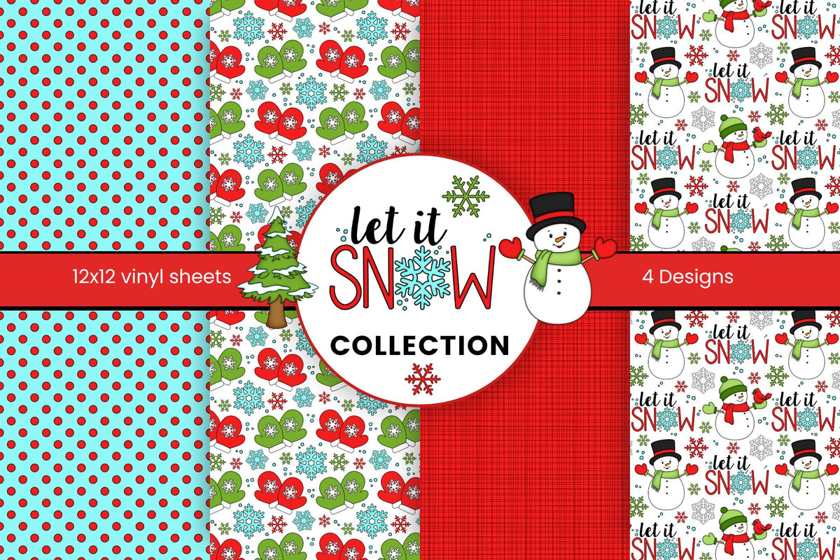 Let it snow vinyl collection- 12x12 sheets- 4 designs available