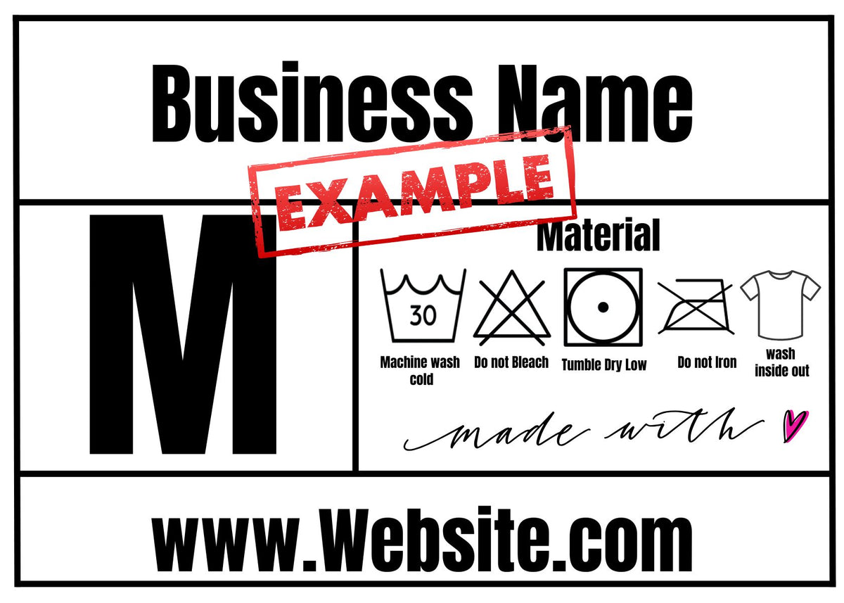 Tagless Shirt Tag editable Canva Template