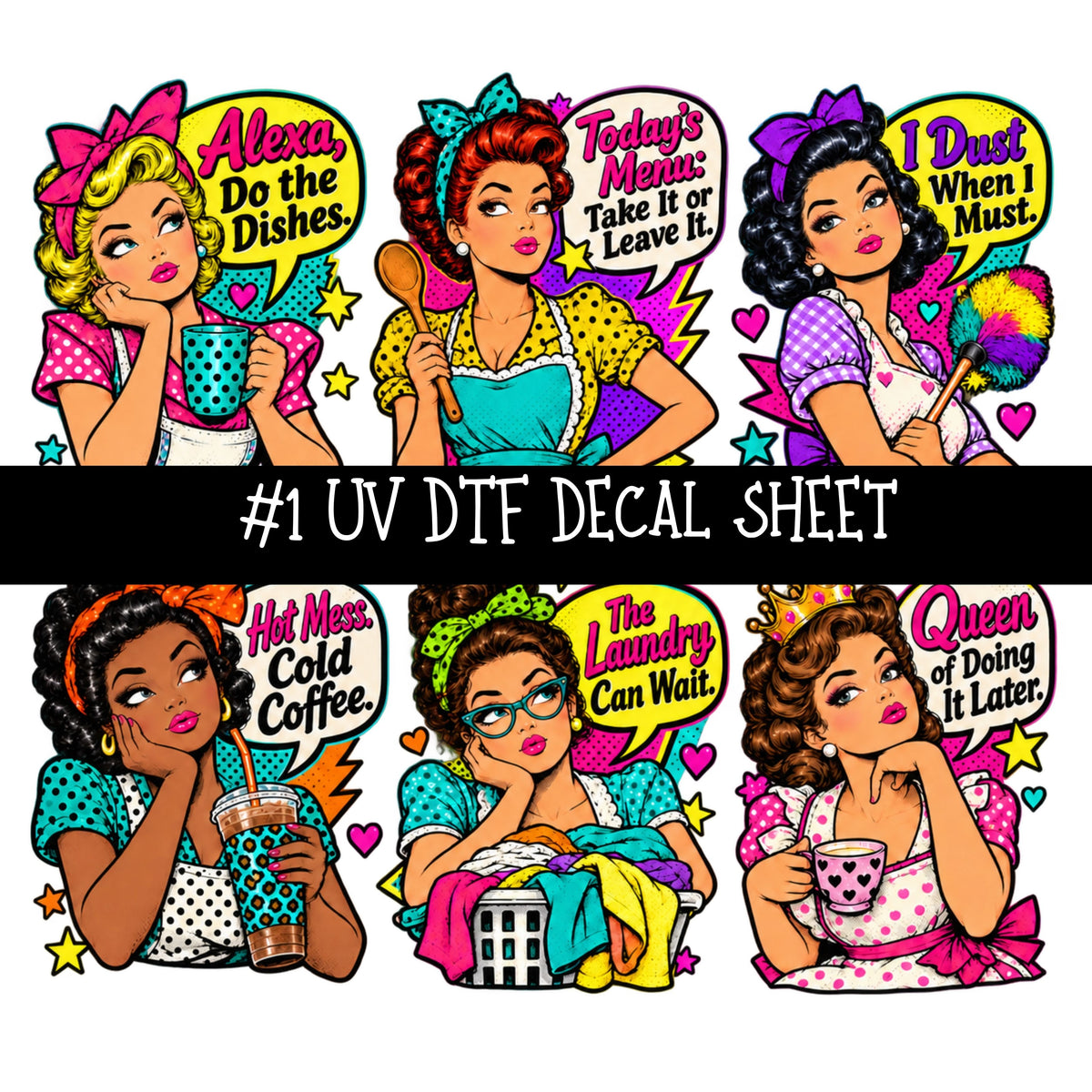 Popart Girls UV DTF Decal sheets 14 Designs available