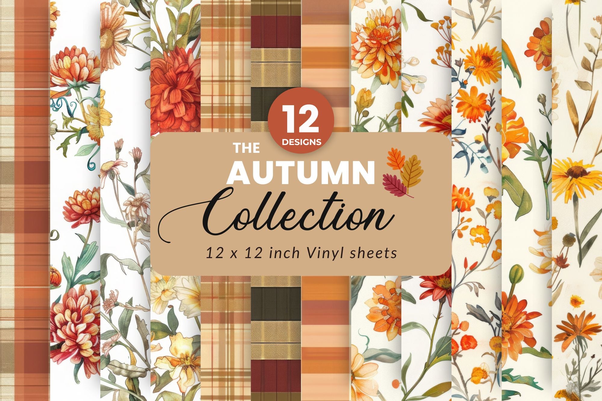 Fall Vinyl The Autumn Vinyl collection- 12Prints 12 x12 adhesive vinyl sheets ...