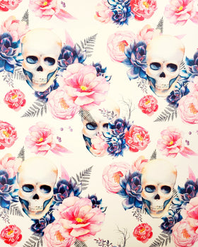 Skulls And Flowers - Adhesive Vinyl