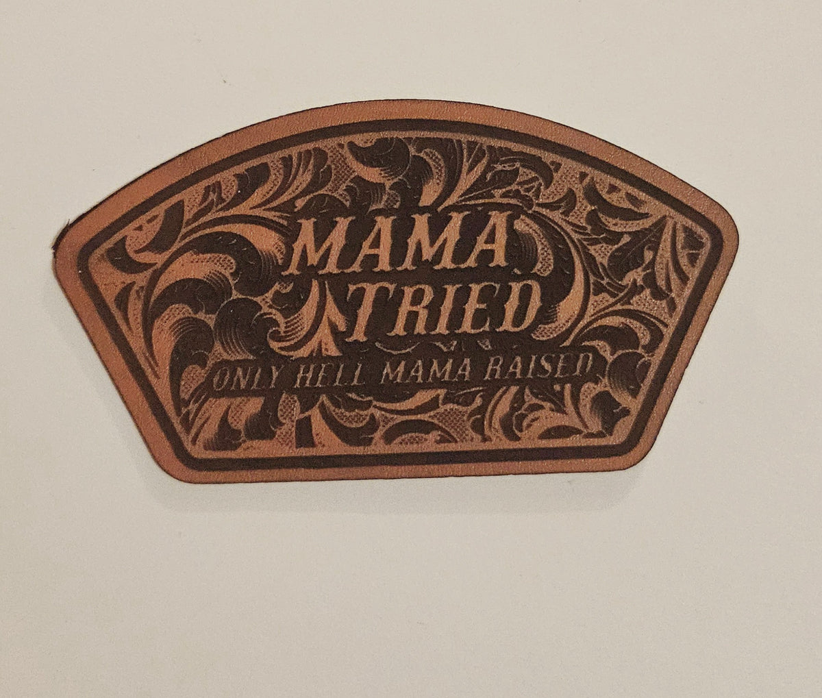 Mama Tried Faux Leather iron on hat patch