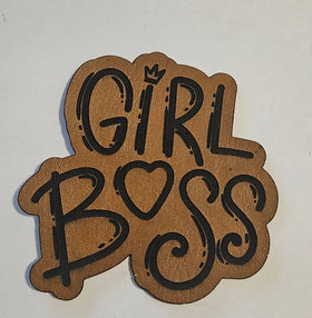 Girl Boss Faux Leather iron on hat patch