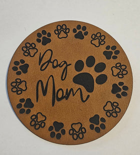 Dog Mom Paw prints Faux Leather iron on hat patch