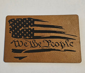 We the people Faux Leather iron on hat patch