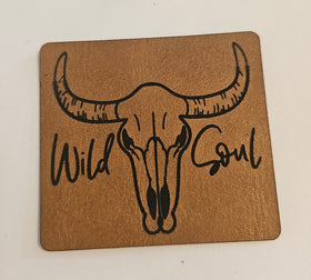 Wild Soul Faux Leather iron on hat patch