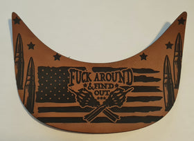 Fuck around and find out vegan Leather iron on Hat Bill Patch