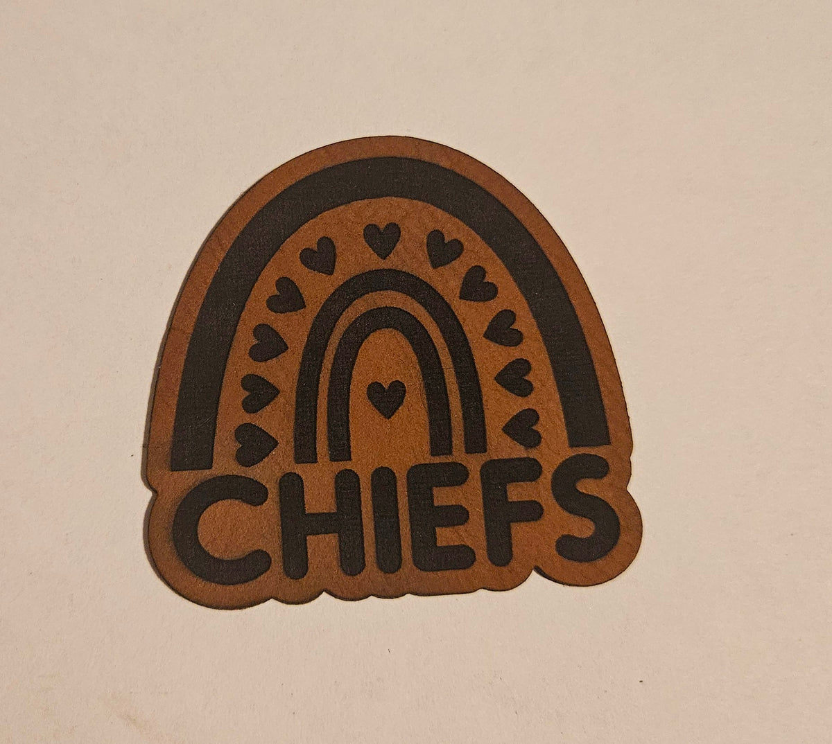 Chiefs rainbow Faux Leather iron on hat patch