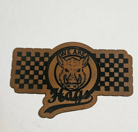 We are hogs Faux Leather iron on hat patch