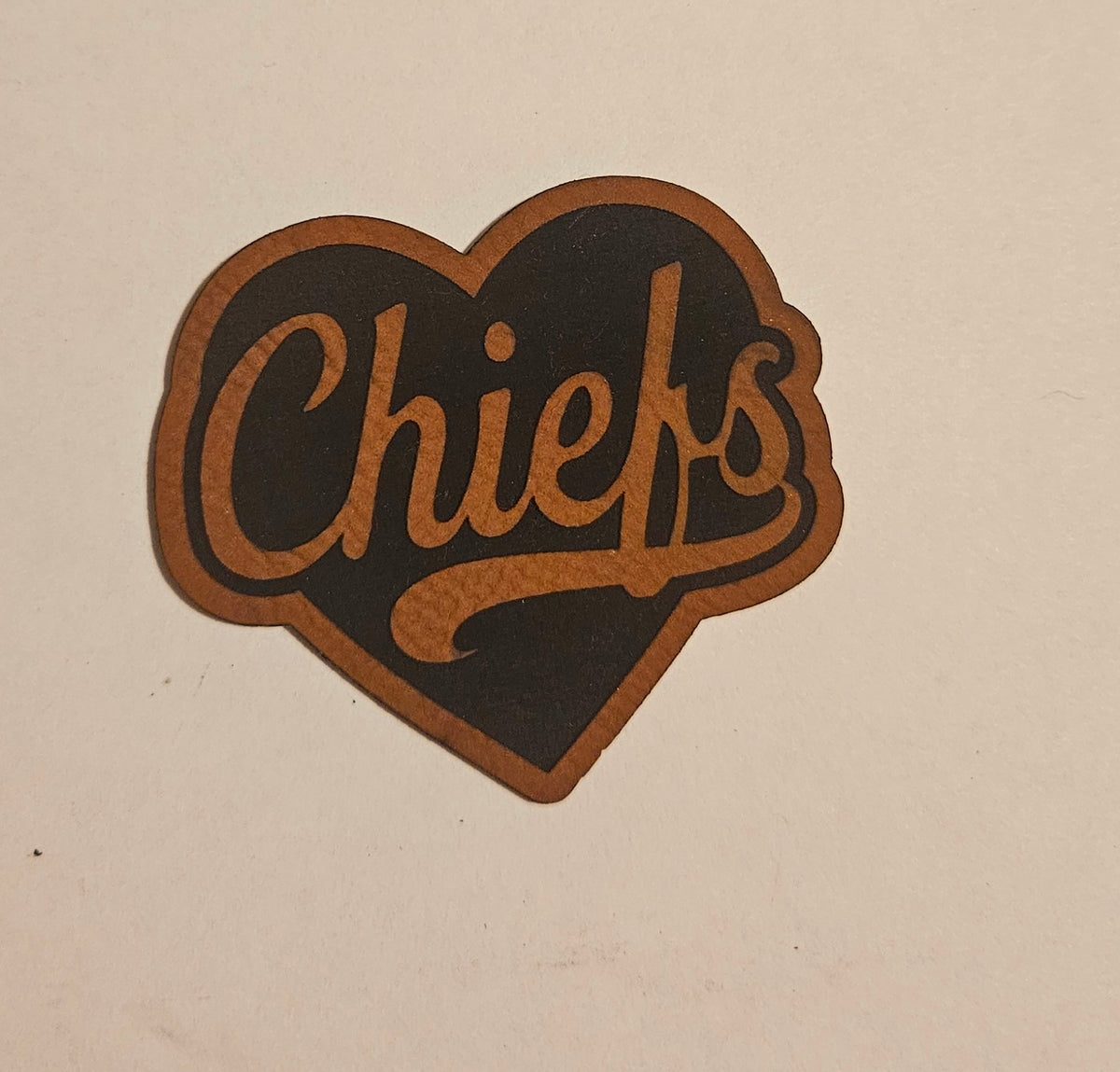 Chiefs love Faux Leather iron on hat patch