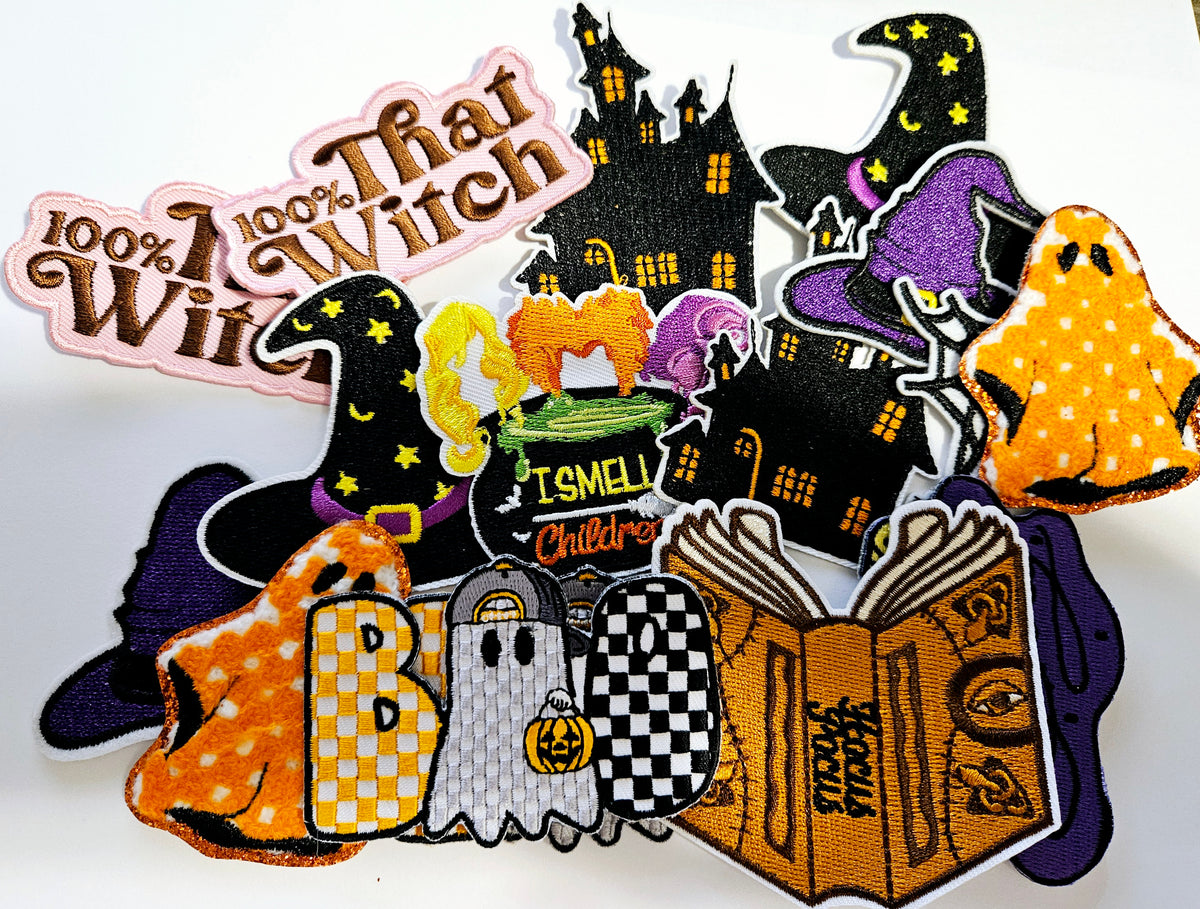 Halloween #2  embroidered Hat Patch Pack- 16 Patches (