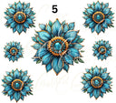 Turquoise and Sunflowers- Decal sheets- 7 design sheets