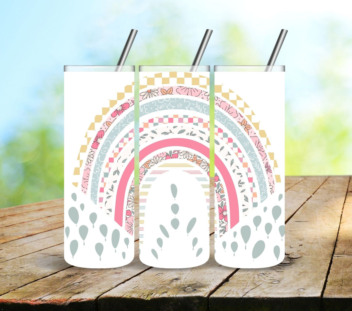 Boho Rainbow UV DTF Tumbler wrap