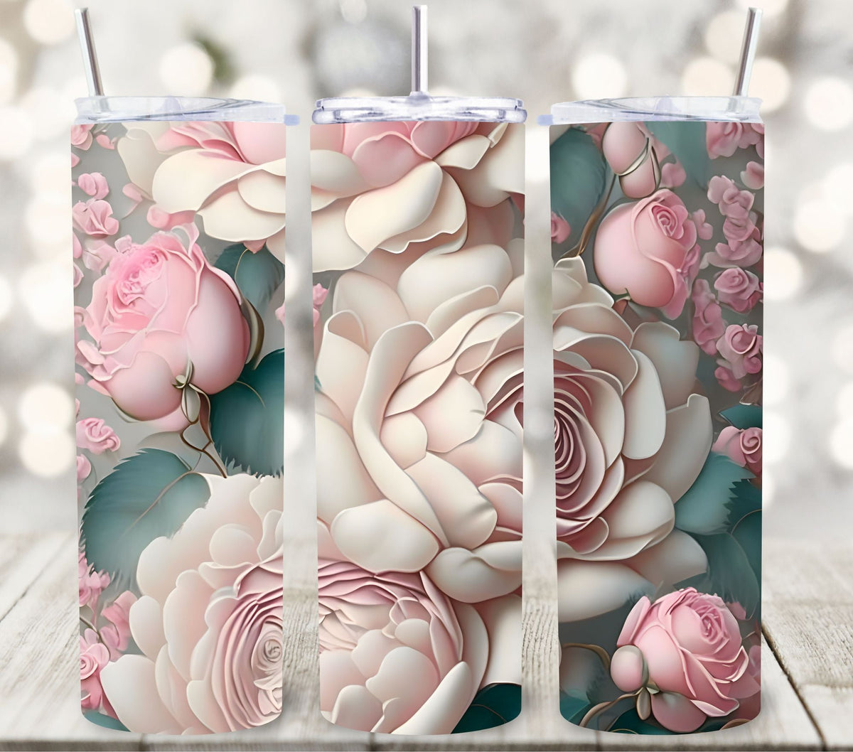 3D Flowers and Roses Vinyl Tumbler wraps- 14 Designs