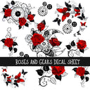 Roses and Gears  UV DTF Decal sheets