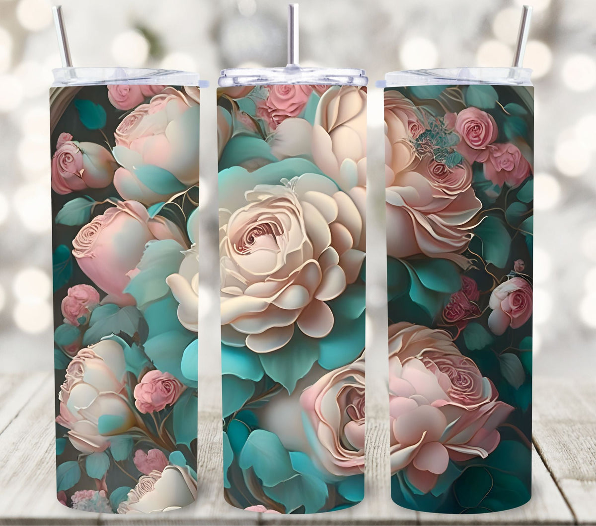 3D Flowers and Roses Vinyl Tumbler wraps- 14 Designs