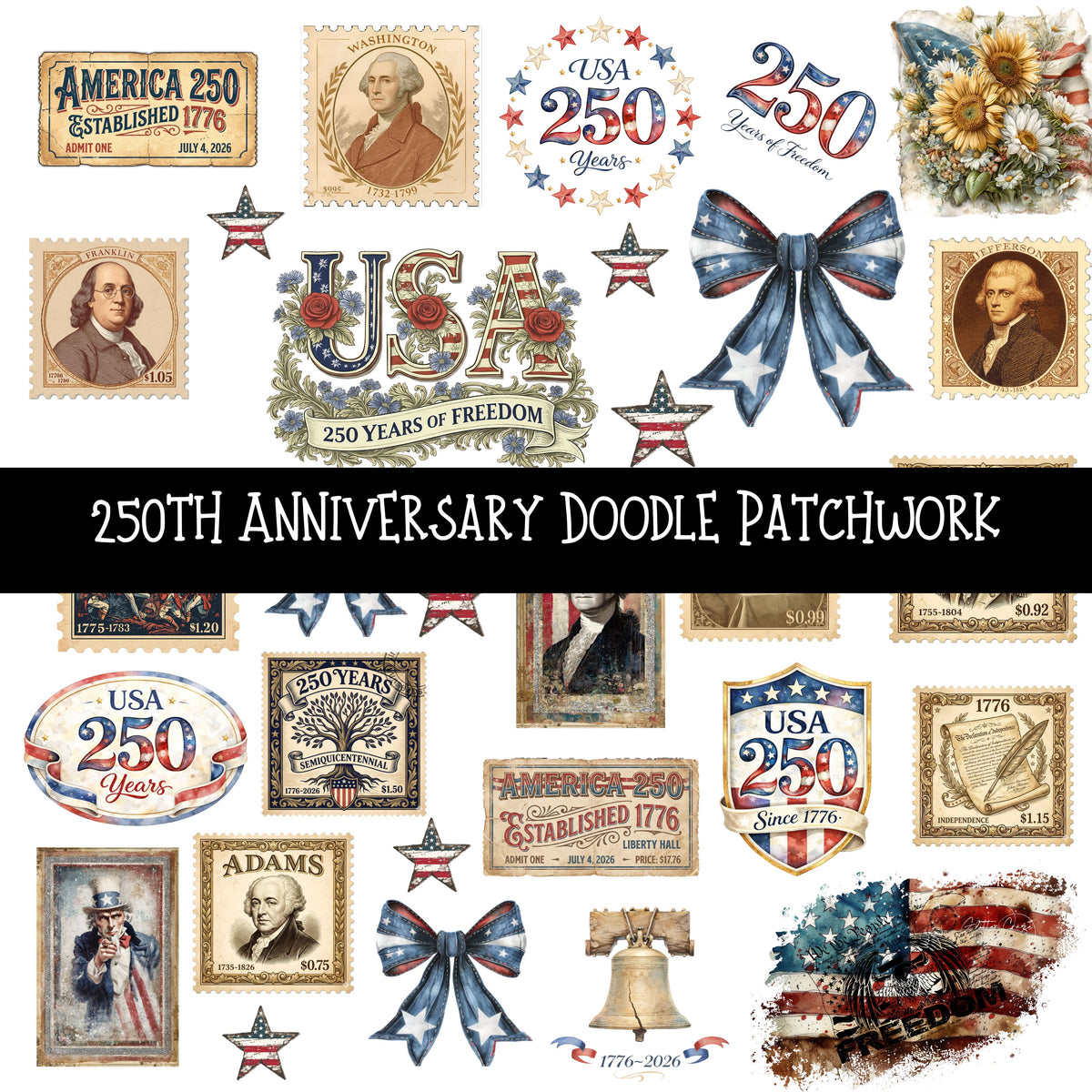 250th Anniversary Doodle Patchwork Set