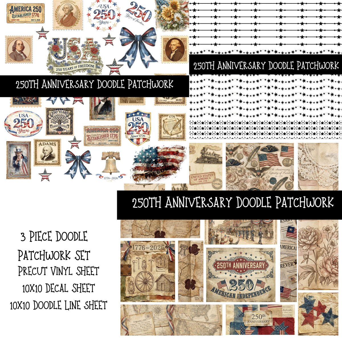 250th Anniversary Doodle Patchwork Set