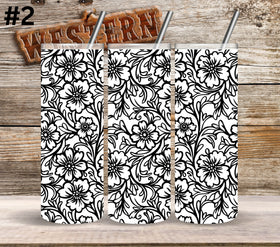 Black Floral Tool UV DTF Tumbler wrap 10 Designs