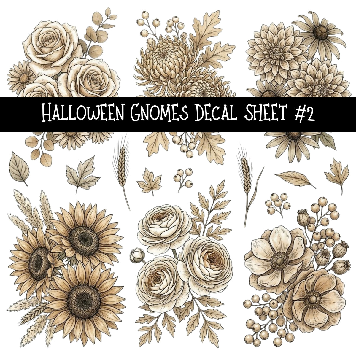 Halloween Gnomes UV DTF Decal sheets 6 Designs available