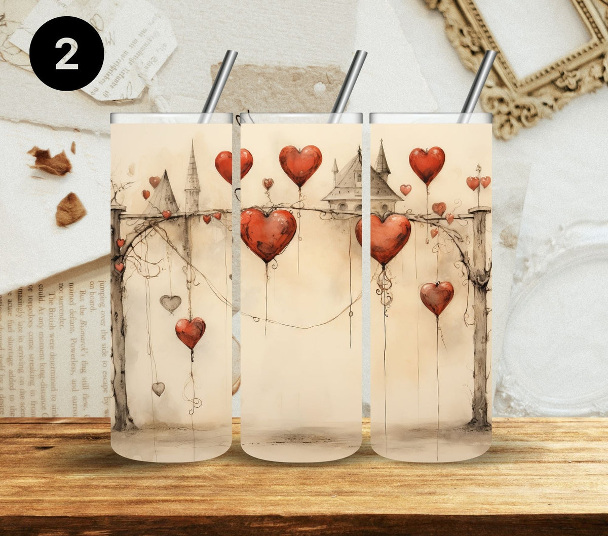 Vintage Valentine Vinyl Tumbler Wraps- 7 Designs- 2 Sizes available