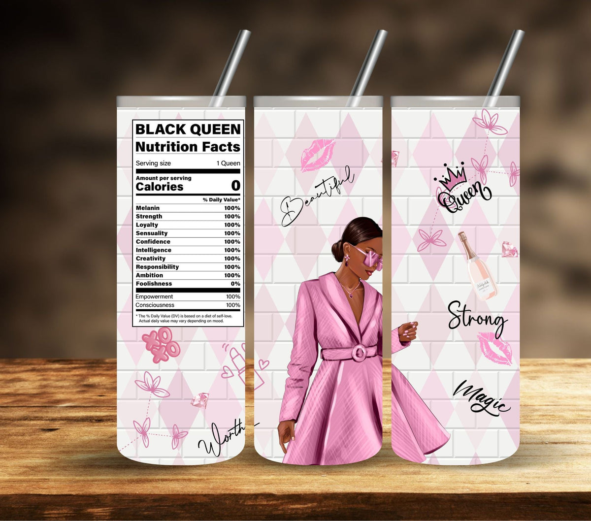 Black Queen Tumbler wrap Download- Set of 4