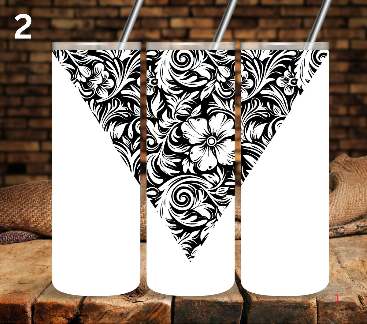 Floral Tool UV DTF Vsplit tumbler wraps black 7 Designs)
