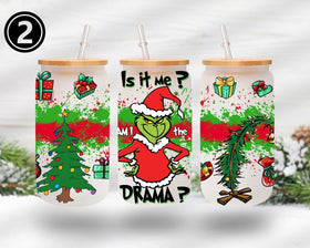 Grinch Libbey UV DTF 16oz 4 designs