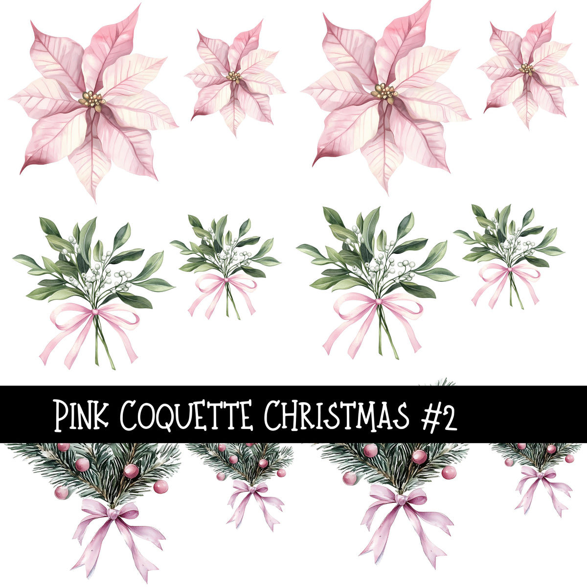 Pink Coquette Christmas 11 UV Decal sheets to choose from