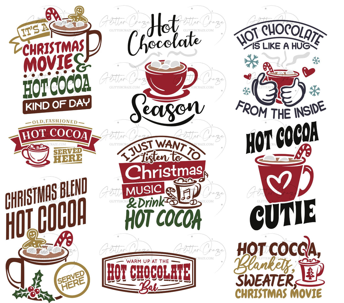 Hot Cocoa UV DTF Decal sheets- 3 Design options- 9 decals per sheets