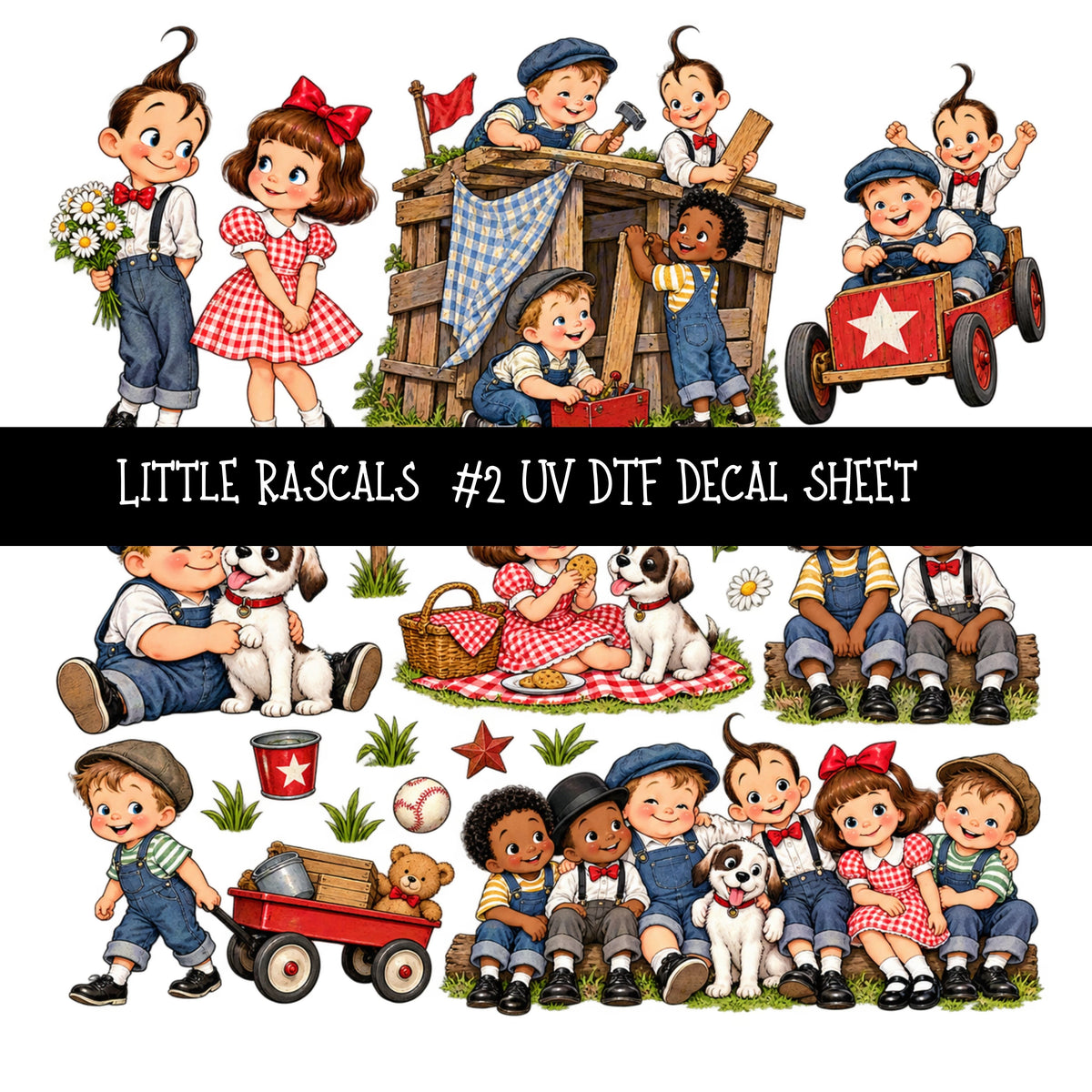 Little Rascals UV DTF Decal sheets 12 Designs available