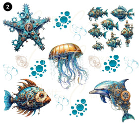 Steampunk Sealife UV DTF Decal Sheets- 5 Designs Available