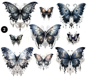 Gothic Butterflies UV DTF Decal Sheet- 2 Designs available