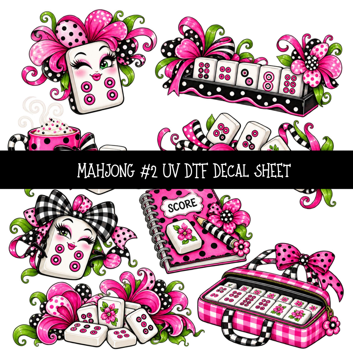 Mahjong UV DTF Decal sheets 11 Designs available