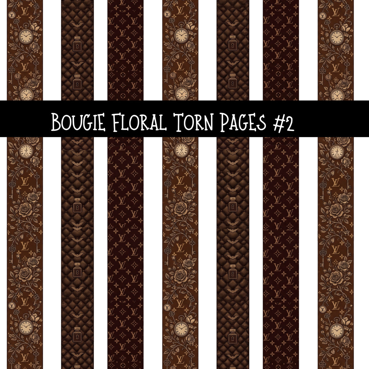 Bougie Floral Torn Pages UV DTF Decal sheets 6 Designs available