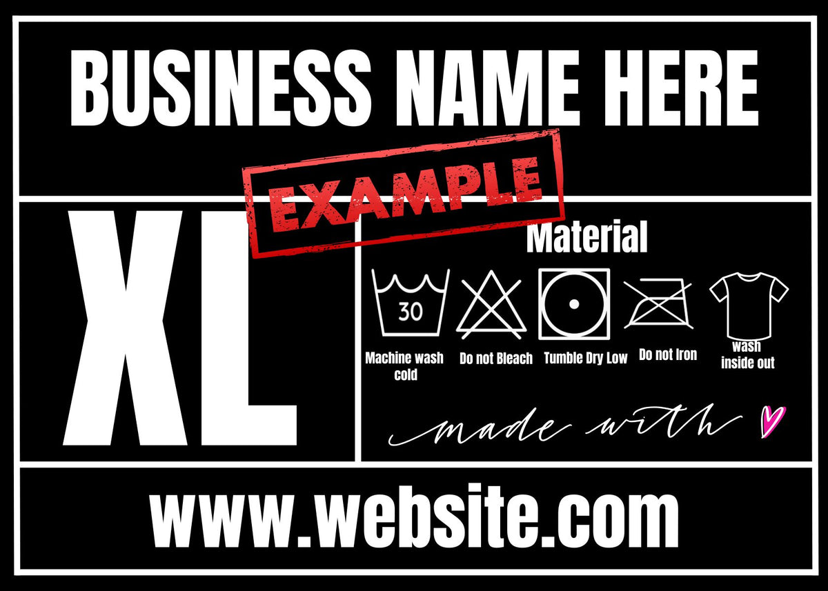 Tagless Shirt Tag editable Canva Template