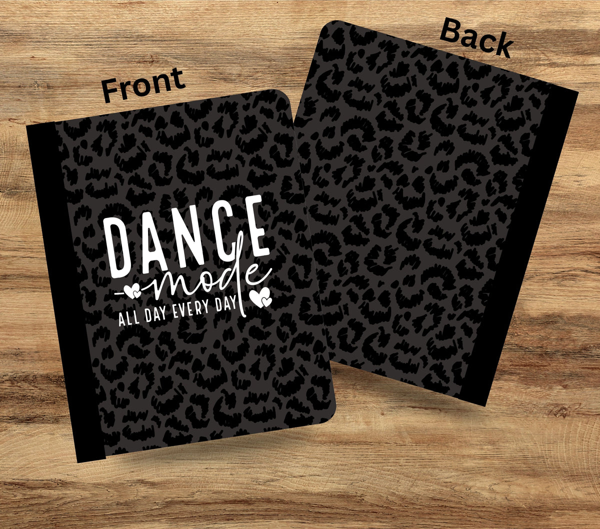 Dance Mode Black Leopard vinyl composition notebook wra
