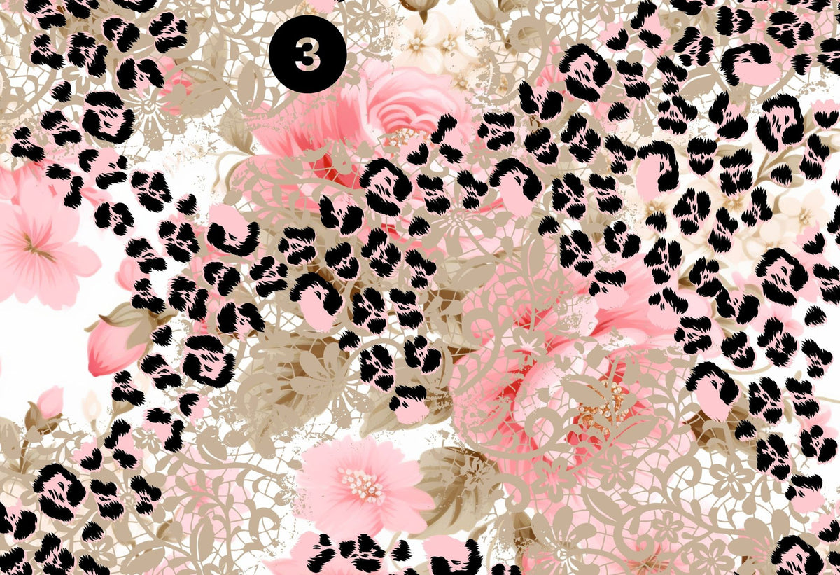 Flowers, Leopard and Lace vinyl collection- 12x12 sheets- 4 designs available