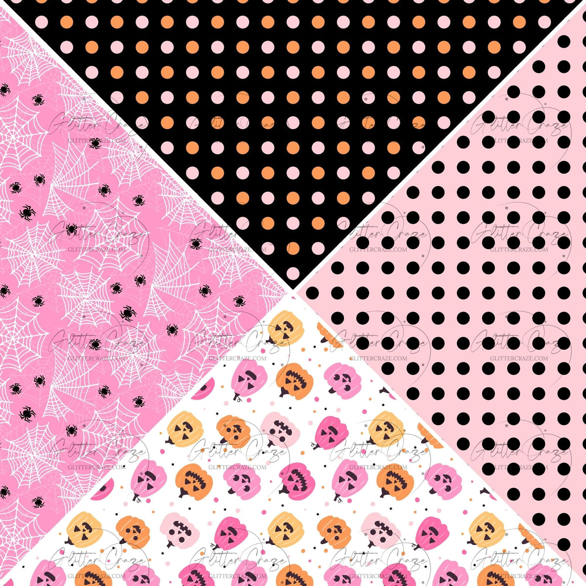 Pink Halloween-12x12 Precut Vinyl Vsplit sheets- 4 designs choices