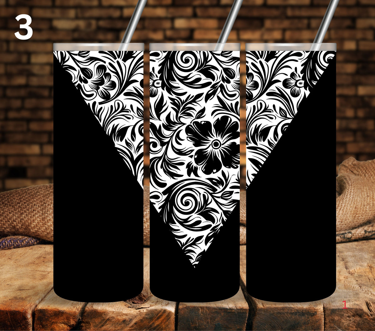 Floral Tool UV DTF Vsplit tumbler wraps white 7 Designs