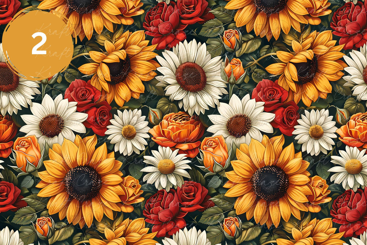 Sunflowers and Roses Vinyl collection- 12x12 vinyl sheets- 6 designs available