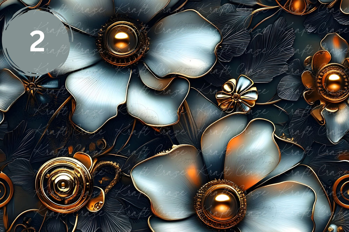 Steampunk Floral Vinyl collection- 12x12 vinyl sheets- 6 designs available