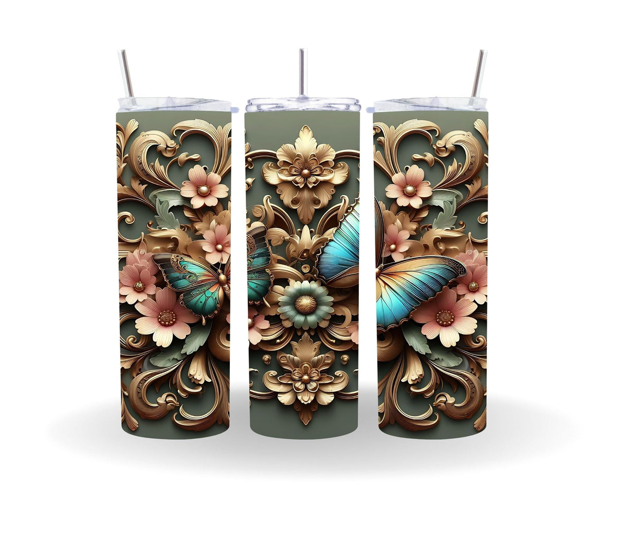 3d Vintage Butterfly wraps- 4 Designs