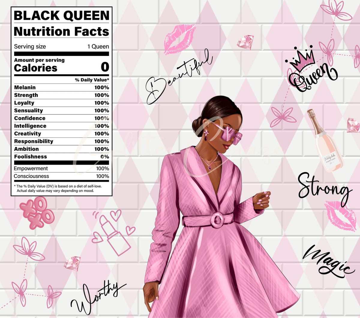 Black Queen Tumbler wrap Download- Set of 4